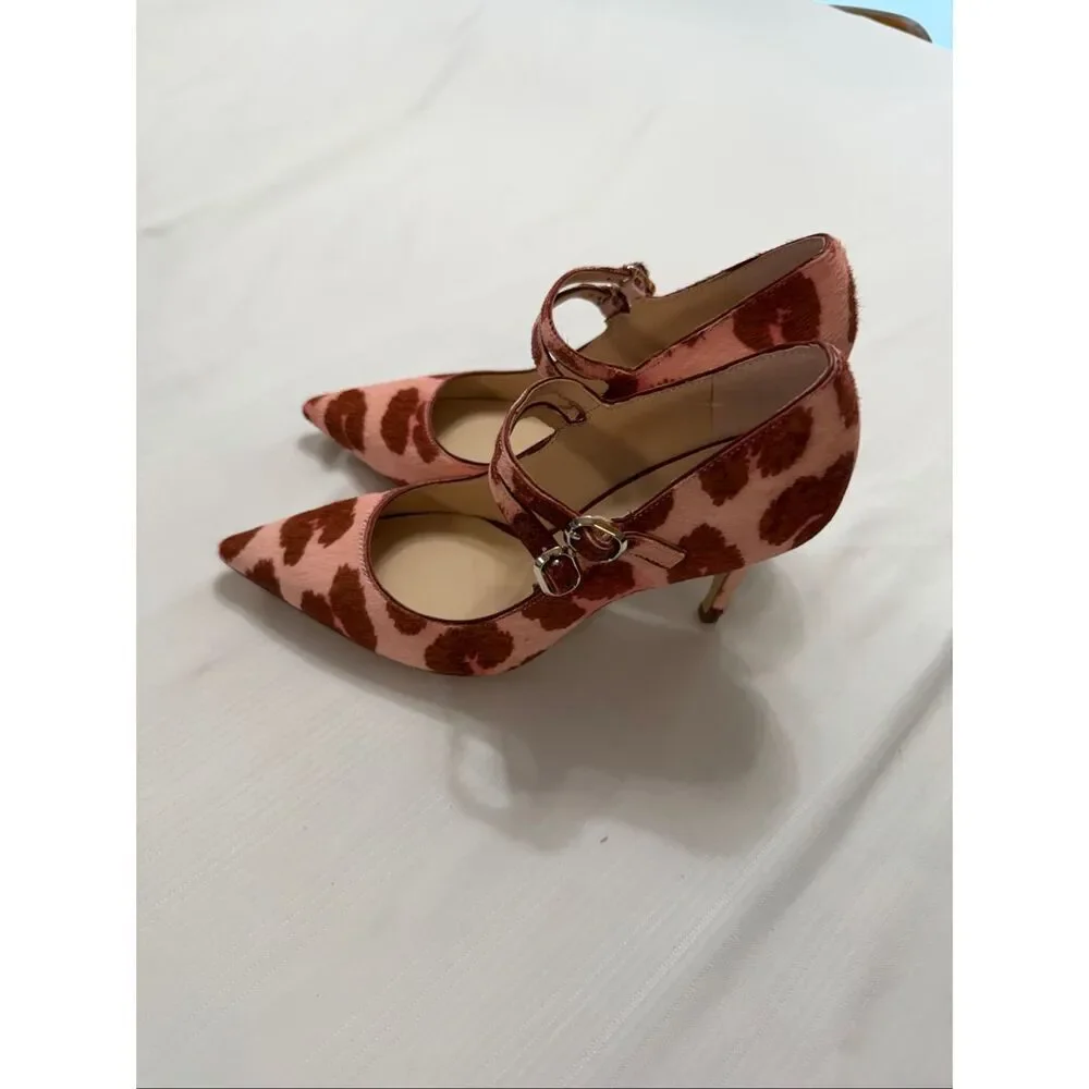 Kate Spade Pink Red Leopard Print Calf Hair NWB Women’s Size 6.5 6 1/2